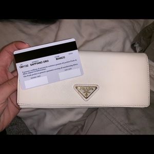 Authentic white Prada wallet